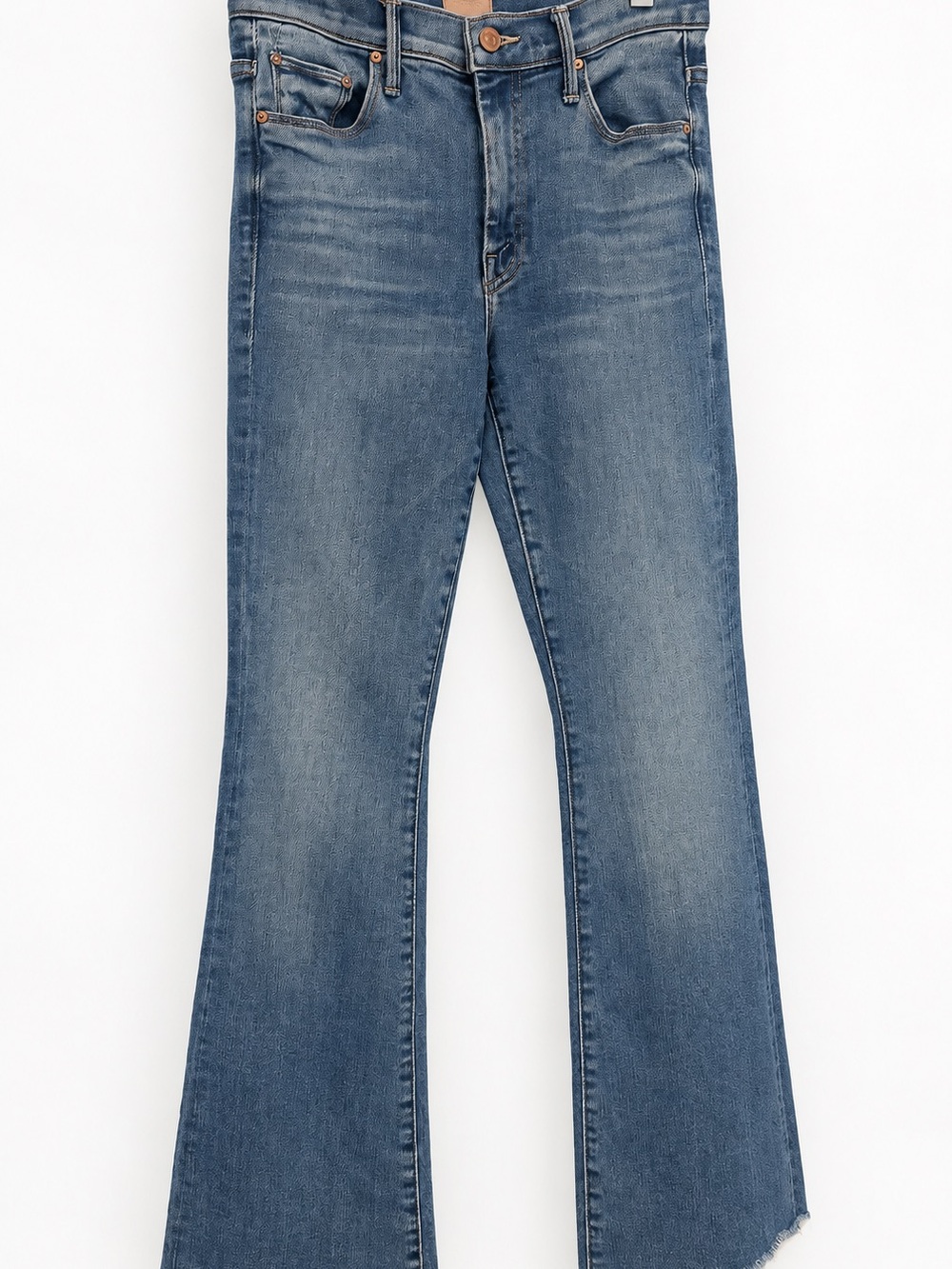 MOTHER The Weekender Fray Mid-Blue Bootcut Women’s Jeans 27 - Picture 2 of 6